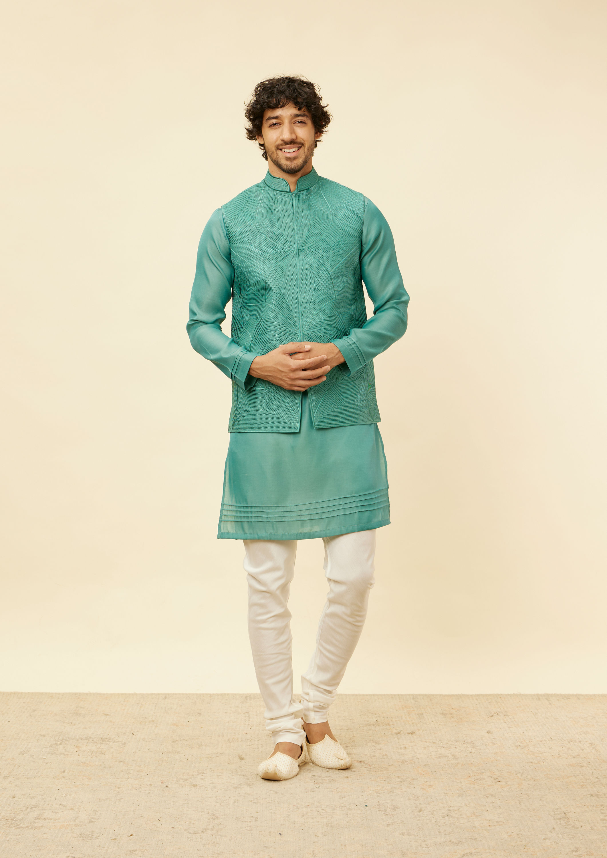 Twamev Men Chic Mid Green Elegance Jacket Set