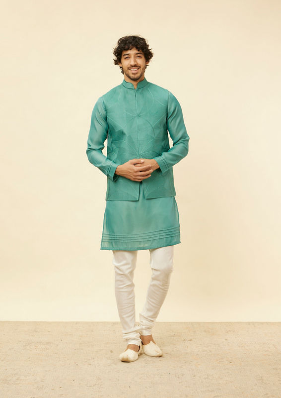 Twamev Men Chic Mid Green Elegance Jacket Set