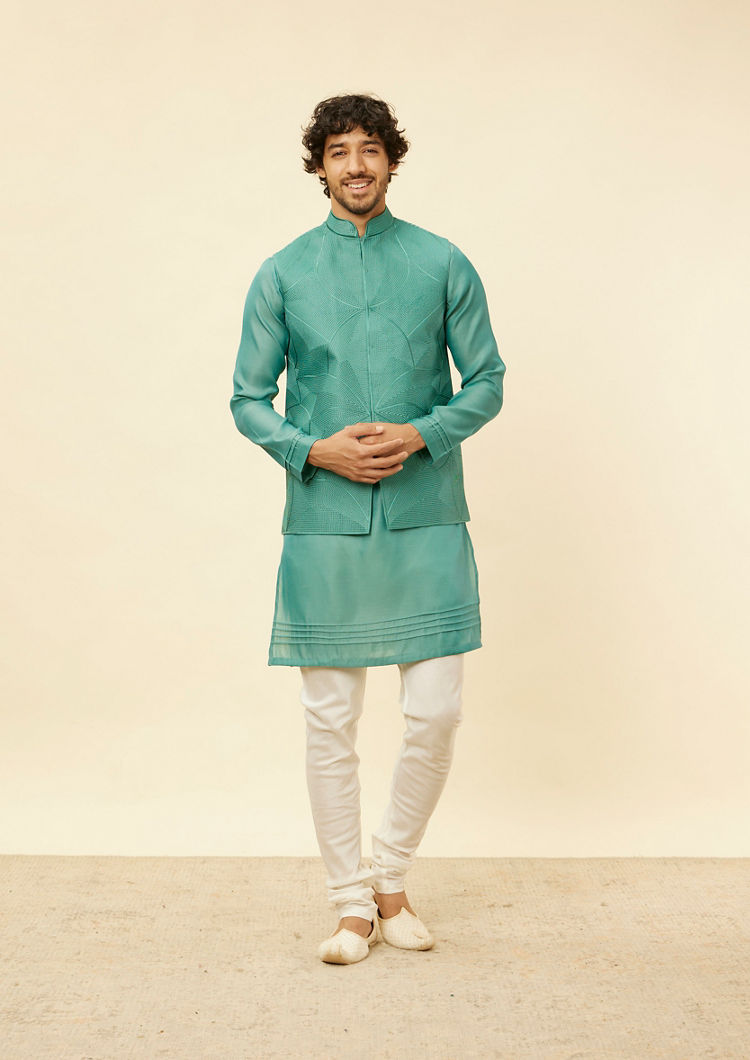 Twamev Men Chic Mid Green Elegance Jacket Set