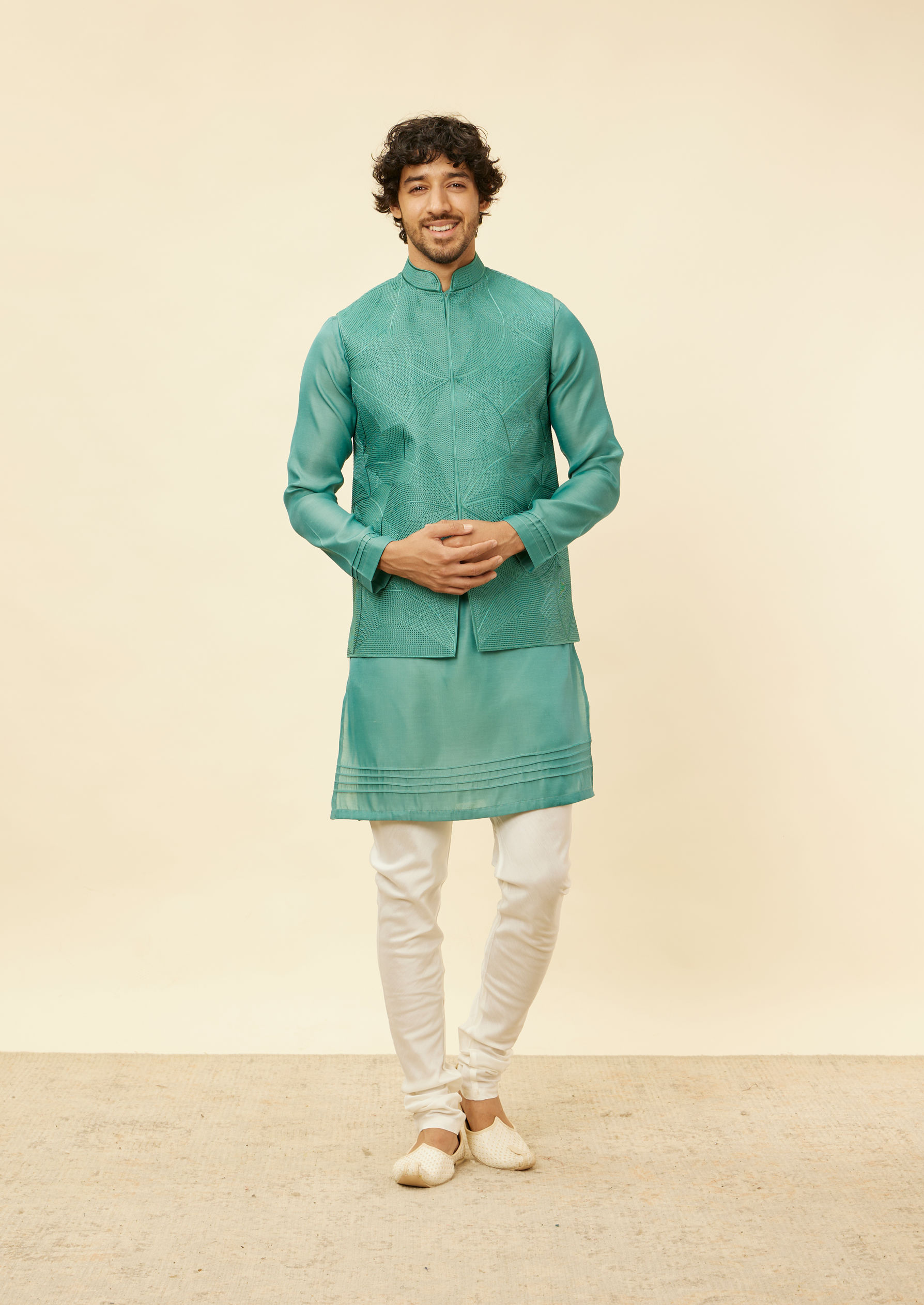 Twamev Men Chic Mid Green Elegance Jacket Set