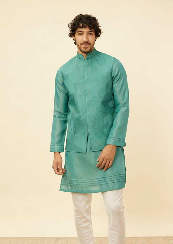 Twamev Men Chic Mid Green Elegance Jacket Set