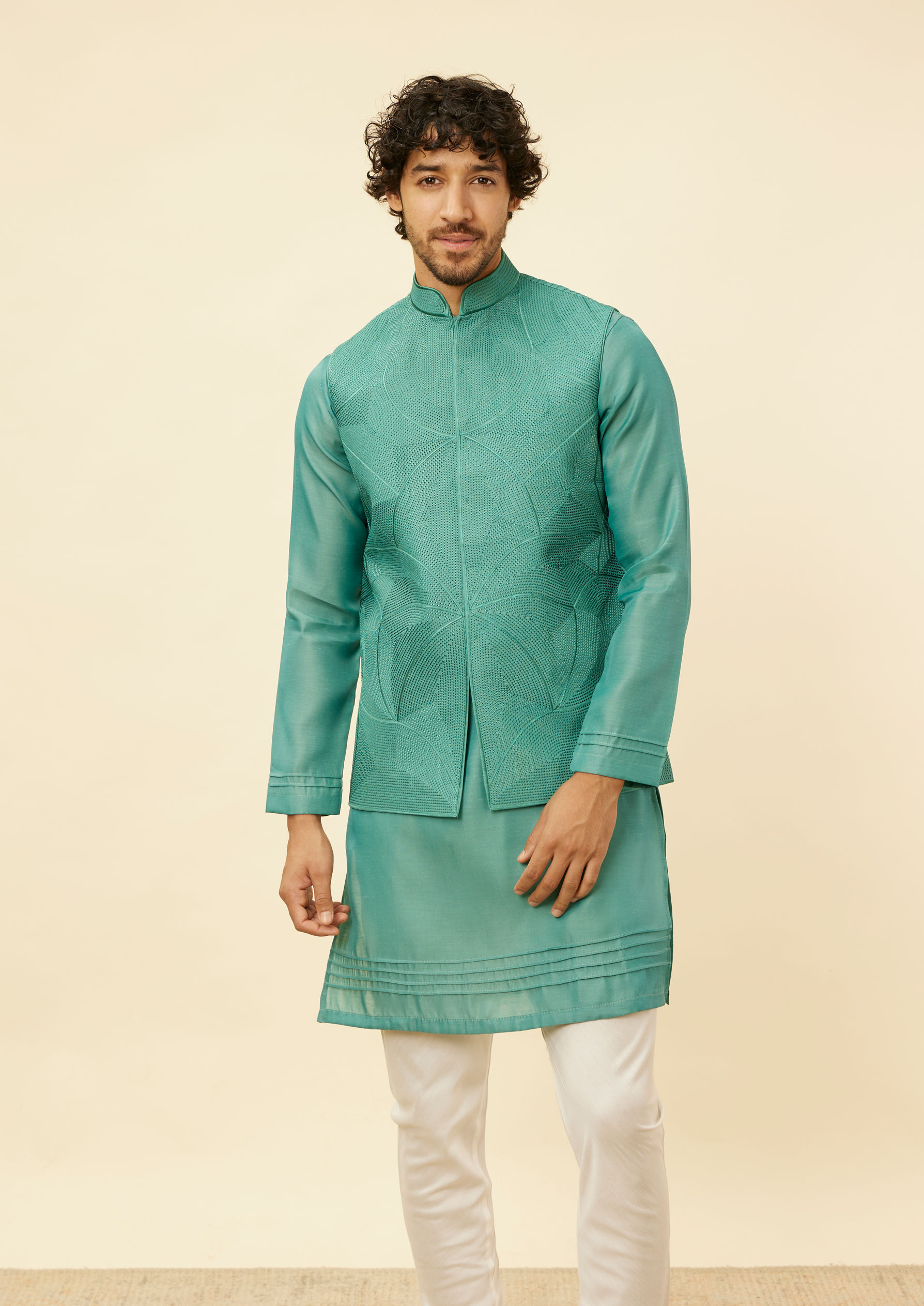 Twamev Men Chic Mid Green Elegance Jacket Set