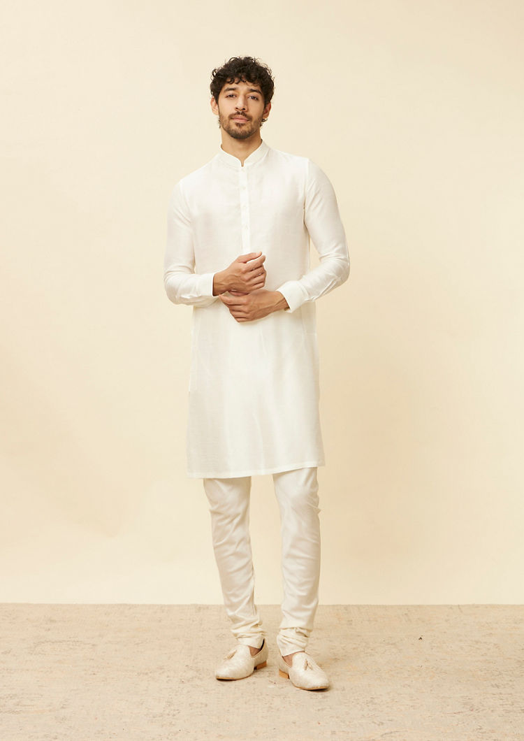 Twamev Men Cream Embroidered Design Jacket set