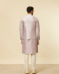 Twamev Men Lilac Kurta Jacket Set with Printed Motifs