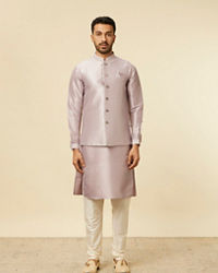 Twamev Men Lilac Kurta Jacket Set with Printed Motifs