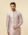 Lilac Kurta Jacket Set with Printed Motifs
