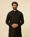 Classic Black Sequinned Kurta Jacket Set