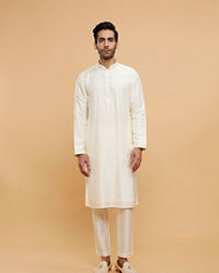 Twamev Men Cream Extravaganza Kurta Jacket Set