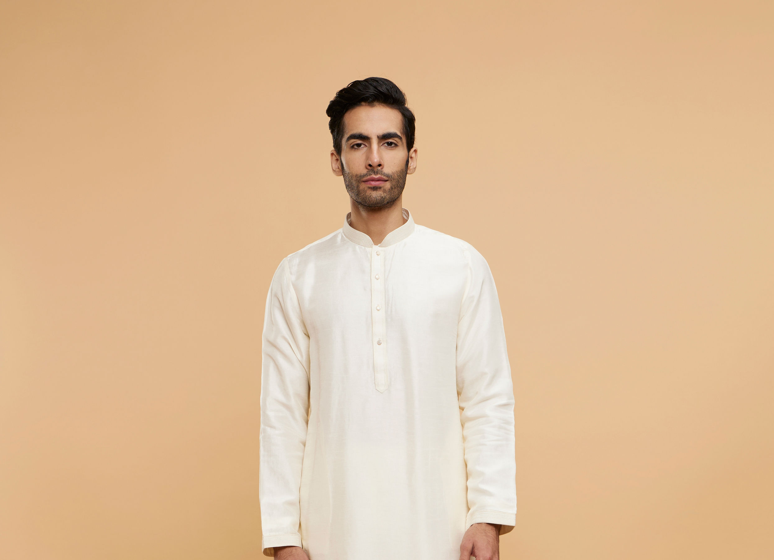 Twamev Men Cream Extravaganza Kurta Jacket Set