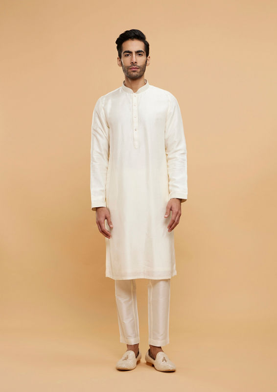 alt message - Twamev Men Twamev's Cream Extravaganza - Kurta Jacket Set image number 2