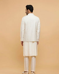 Twamev Men Cream Extravaganza Kurta Jacket Set