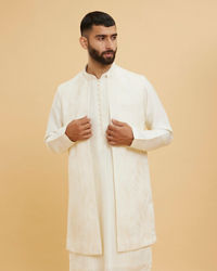 Twamev Men Elegant Cream Kurta Jacket Set