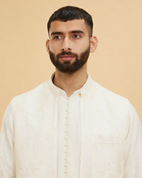 Twamev Men Elegant Cream Kurta Jacket Set