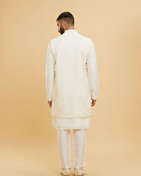 Twamev Men Elegant Cream Kurta Jacket Set