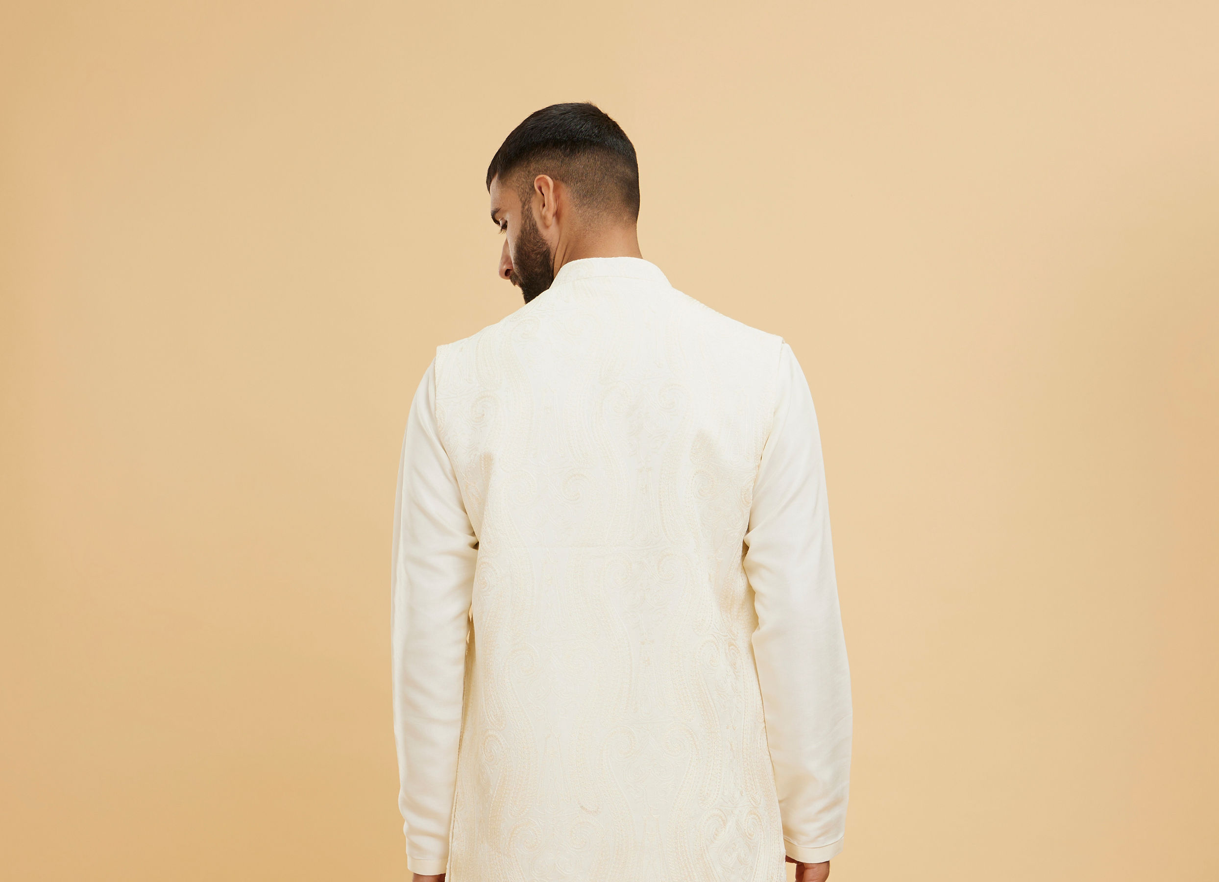 Twamev Men Elegant Cream Kurta Jacket Set