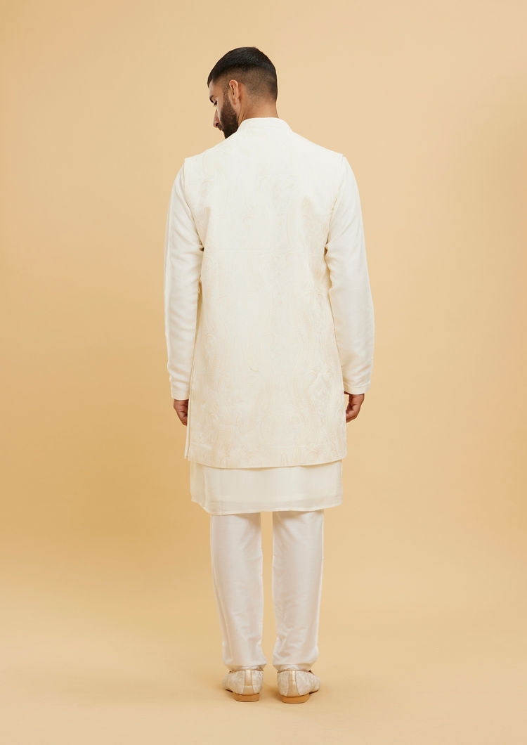 Twamev Men Elegant Cream Kurta Jacket Set