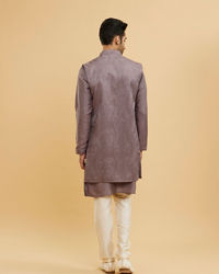Twamev Men Soft Purple Paisley Patterned Jacket Set