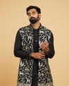 Black Festive Kurta Jacket Set