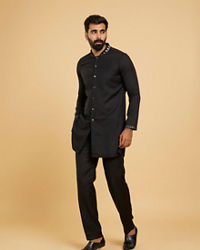 Twamev Men Black Festive Kurta Jacket Set