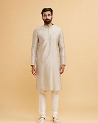 Twamev Men Scintillating Light Grey Kurta Jacket Set