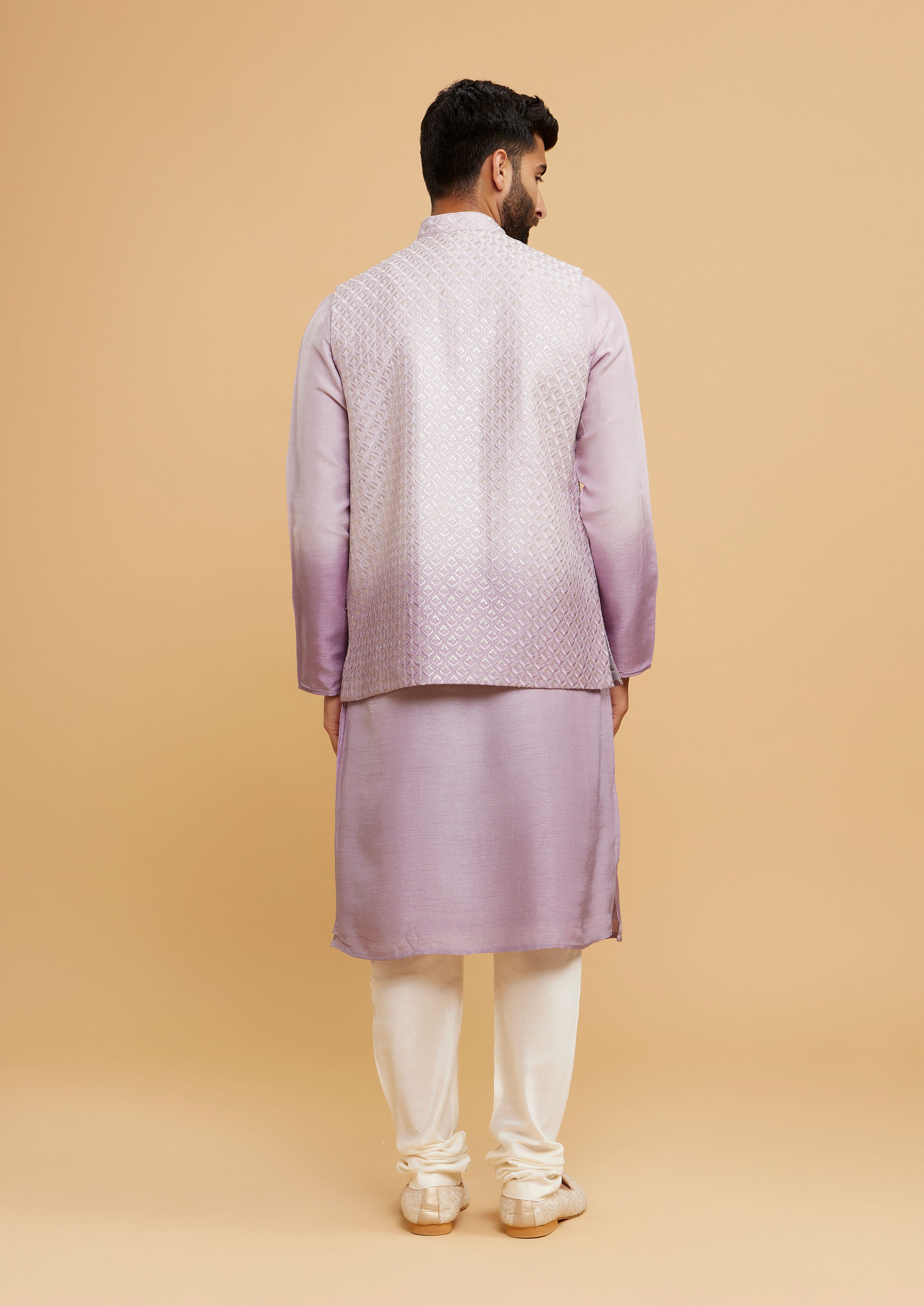Twamev Men Lilac Kurta Jacket Set