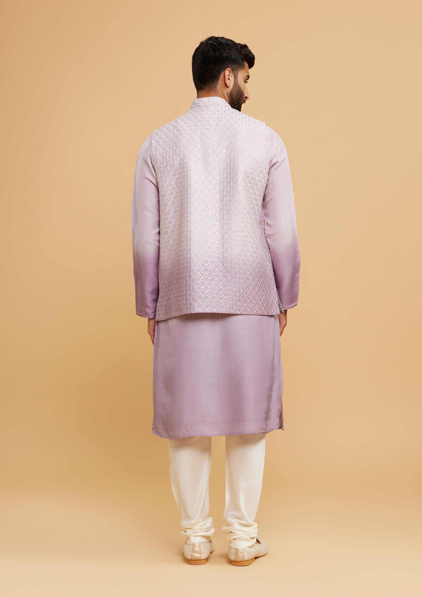 Twamev Men Lilac Kurta Jacket Set