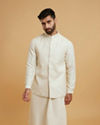 Cream Elegant Kurta Jacket Set