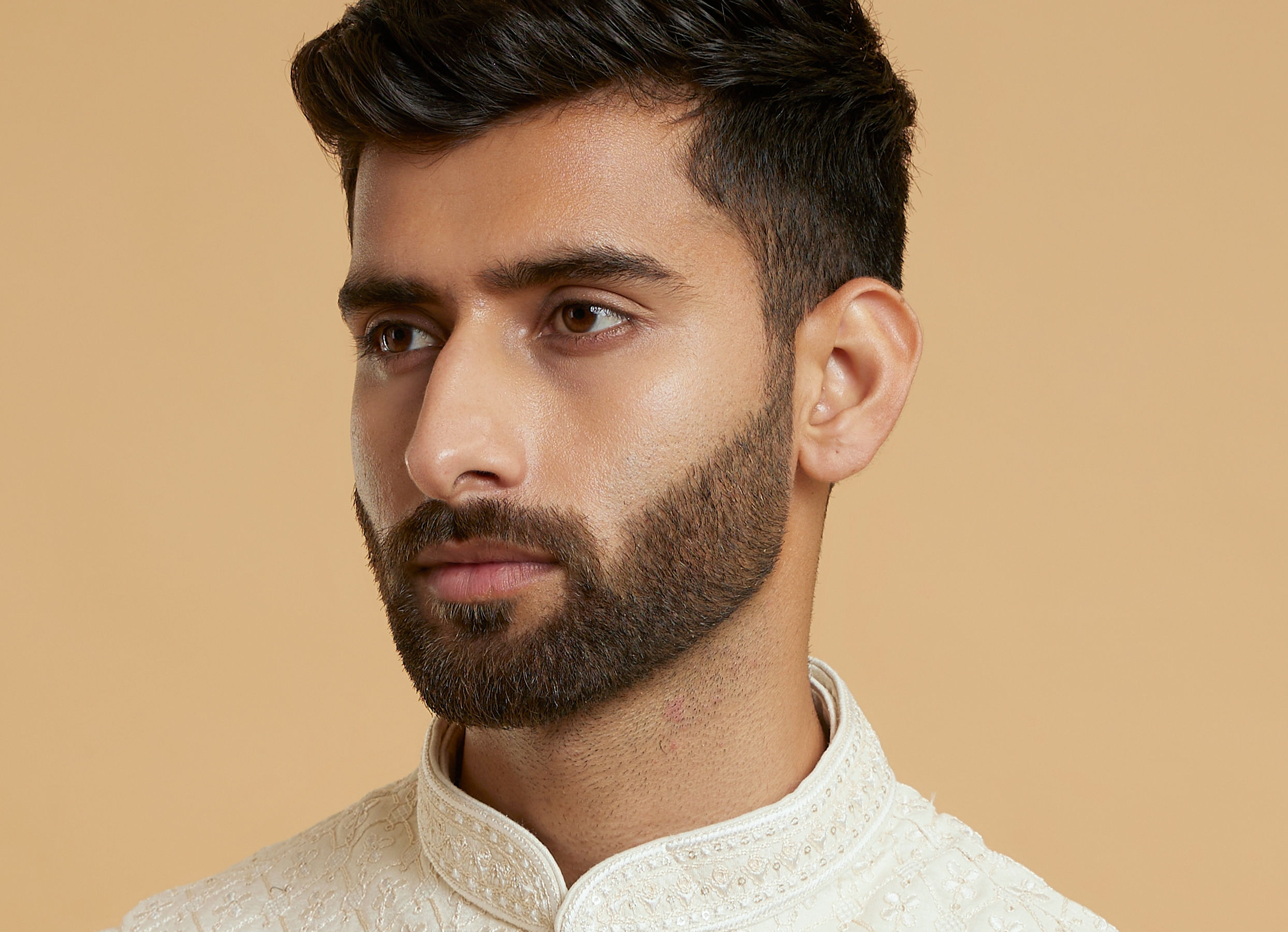 Twamev Men Cream Elegant Kurta Jacket Set