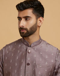 Twamev Men Lilac Elegance Kurta Jacket Set