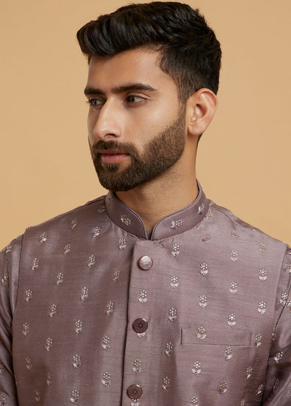 Twamev Men Lilac Elegance Kurta Jacket Set