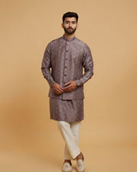 Twamev Men Lilac Elegance Kurta Jacket Set