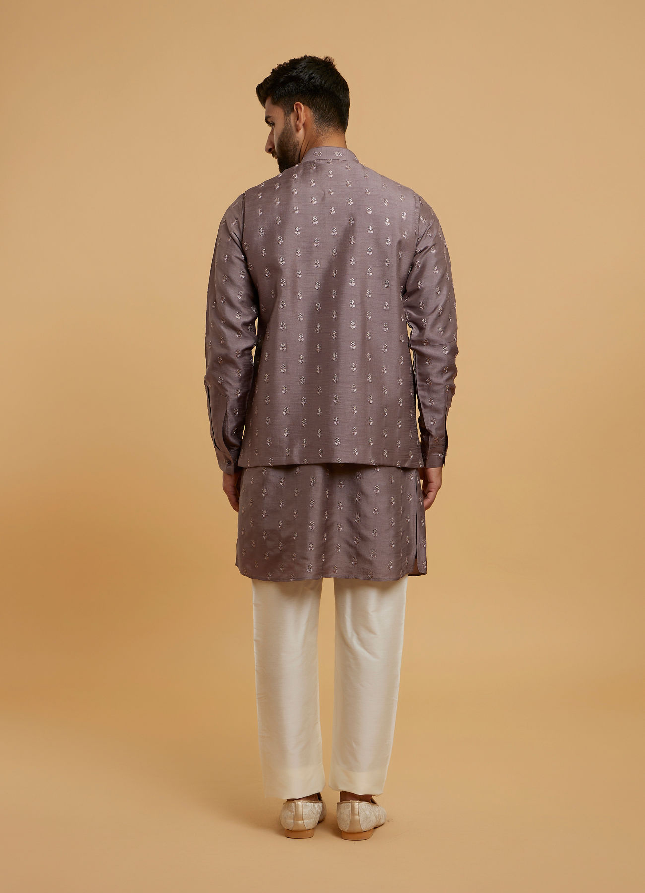 Twamev Men Lilac Elegance Kurta Jacket Set