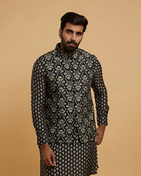 Twamev Men Black Majesty Kurta Jacket Set