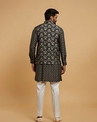 Twamev Men Black Majesty Kurta Jacket Set