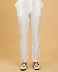 Twamev Men Cream White Floral Buta Patterned Jacket Set with Sequin Work