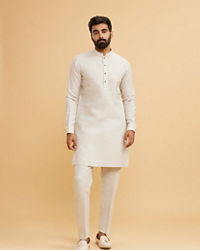 Twamev Men Majestic Beige Kurta Jacket Set