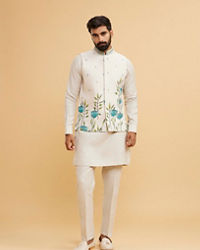 Twamev Men Majestic Beige Kurta Jacket Set