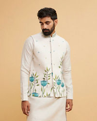 Twamev Men Majestic Beige Kurta Jacket Set