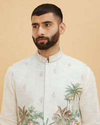 Twamev Men Green Glory Kurta Jacket Set