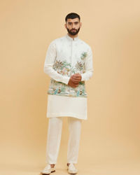 Twamev Men Green Glory Kurta Jacket Set