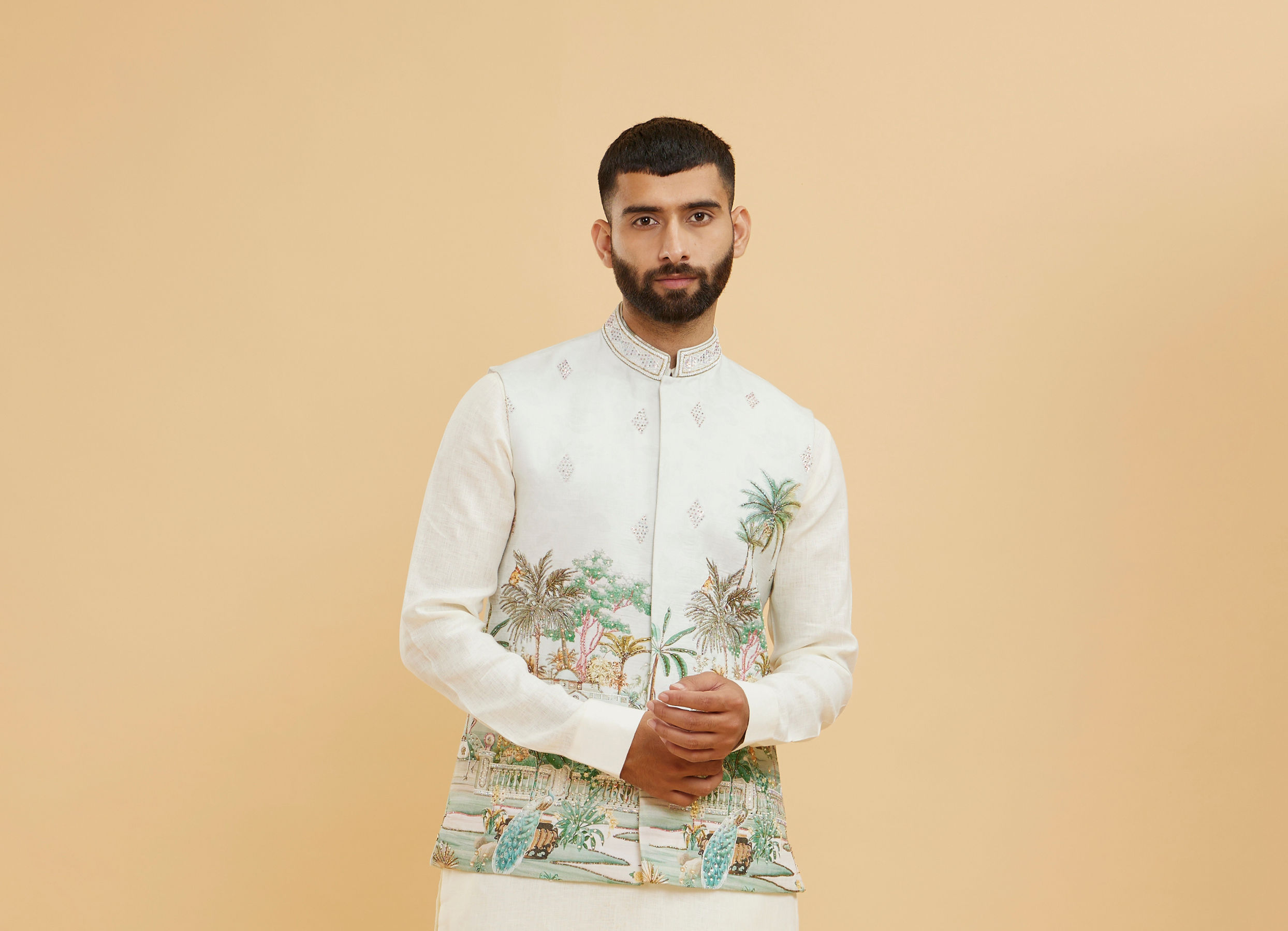 Twamev Men Green Glory Kurta Jacket Set