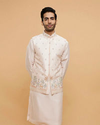 Twamev Men Pink Oasis Kurta Jacket Set