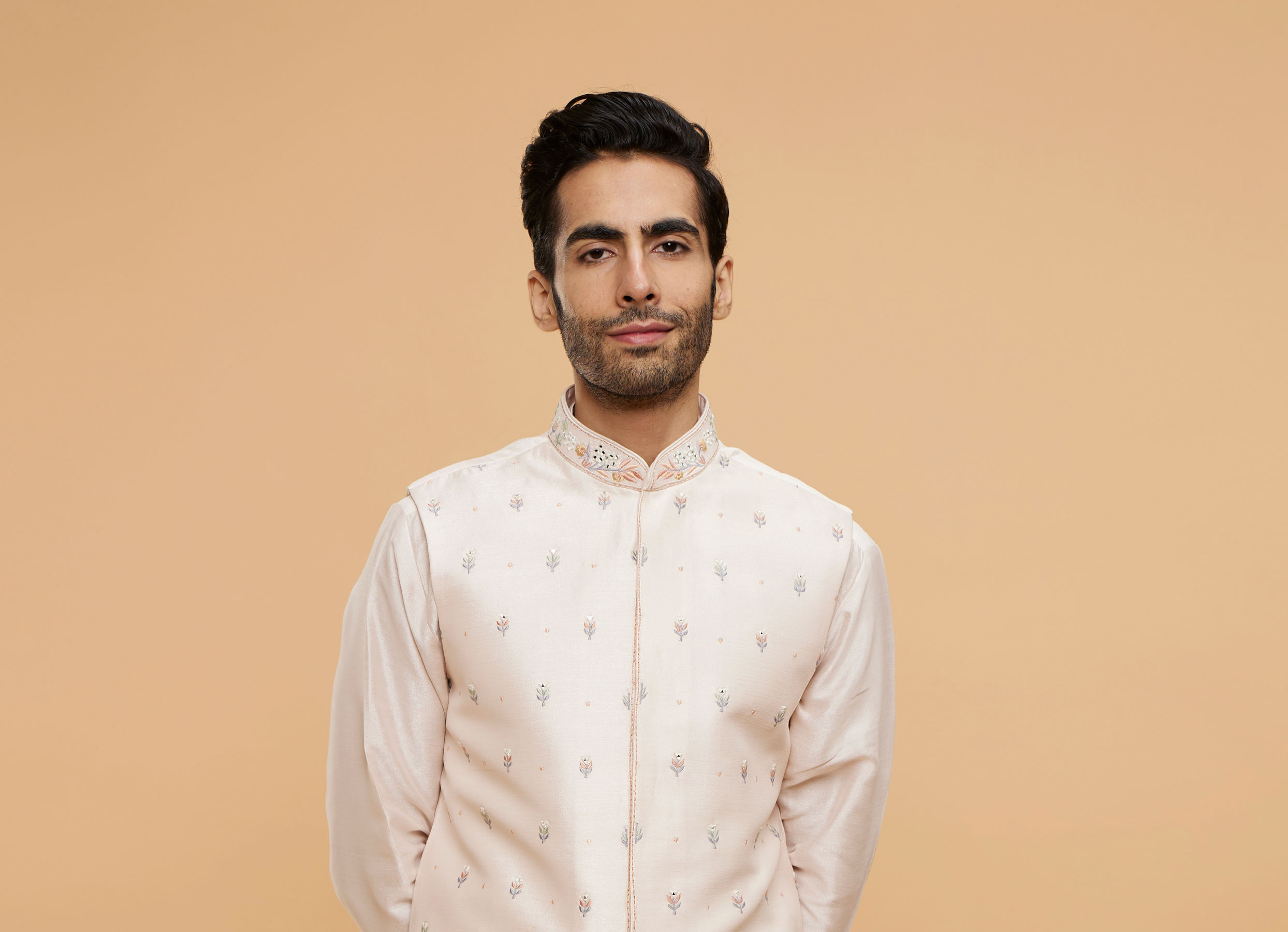 Twamev Men Pink Oasis Kurta Jacket Set