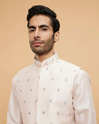 Twamev Men Pink Oasis Kurta Jacket Set