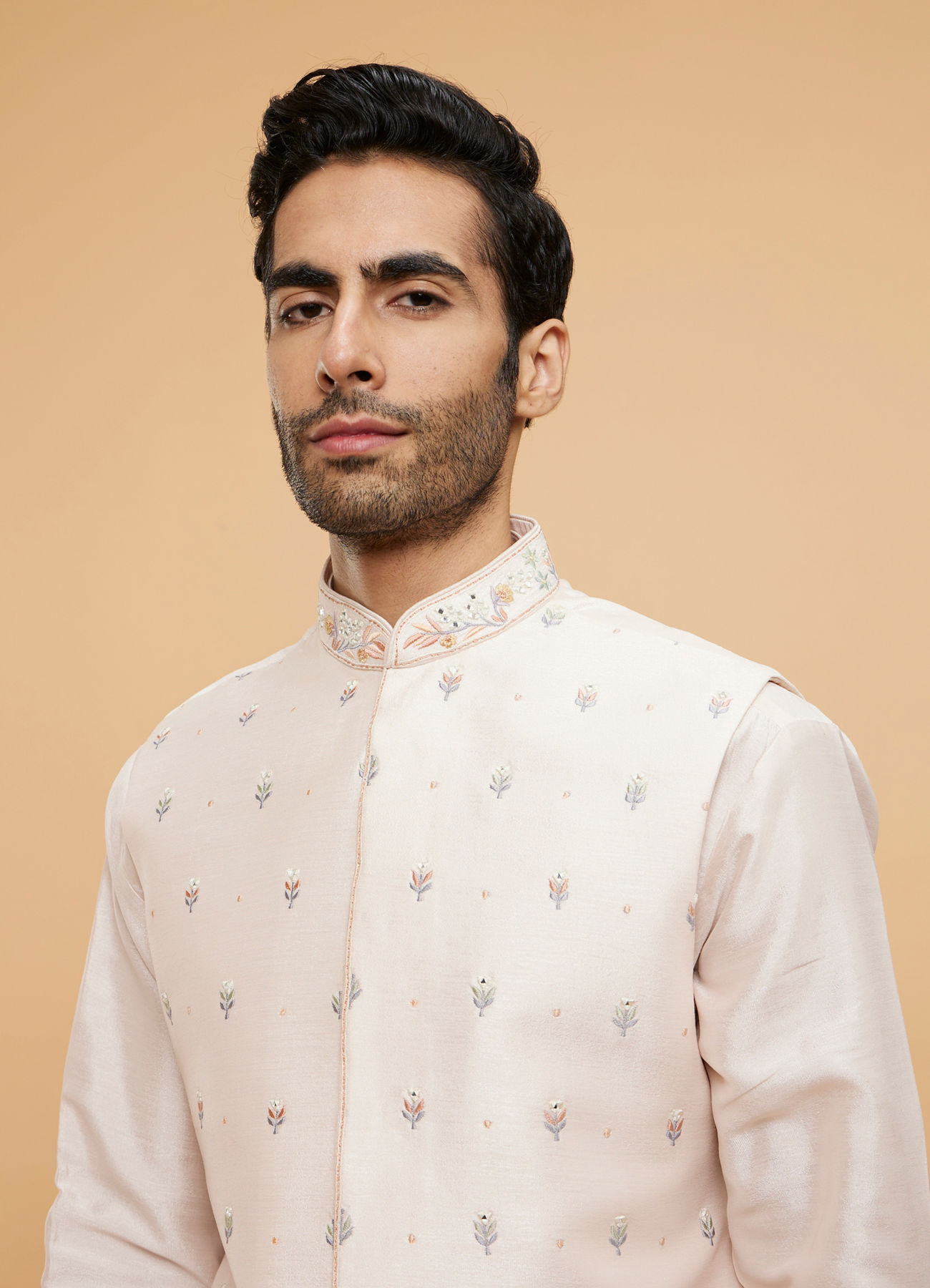 Twamev Men Pink Oasis Kurta Jacket Set