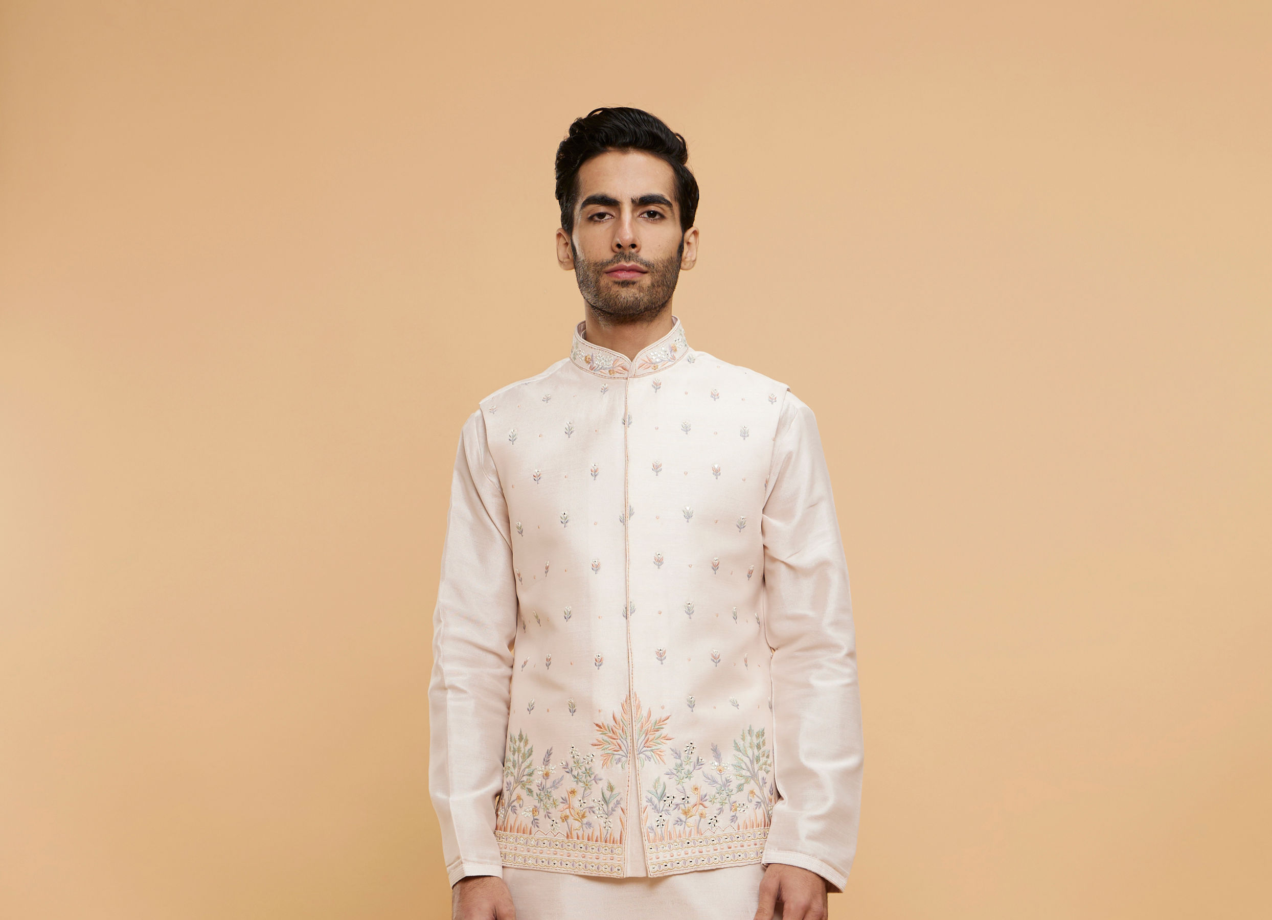 Twamev Men Pink Oasis Kurta Jacket Set