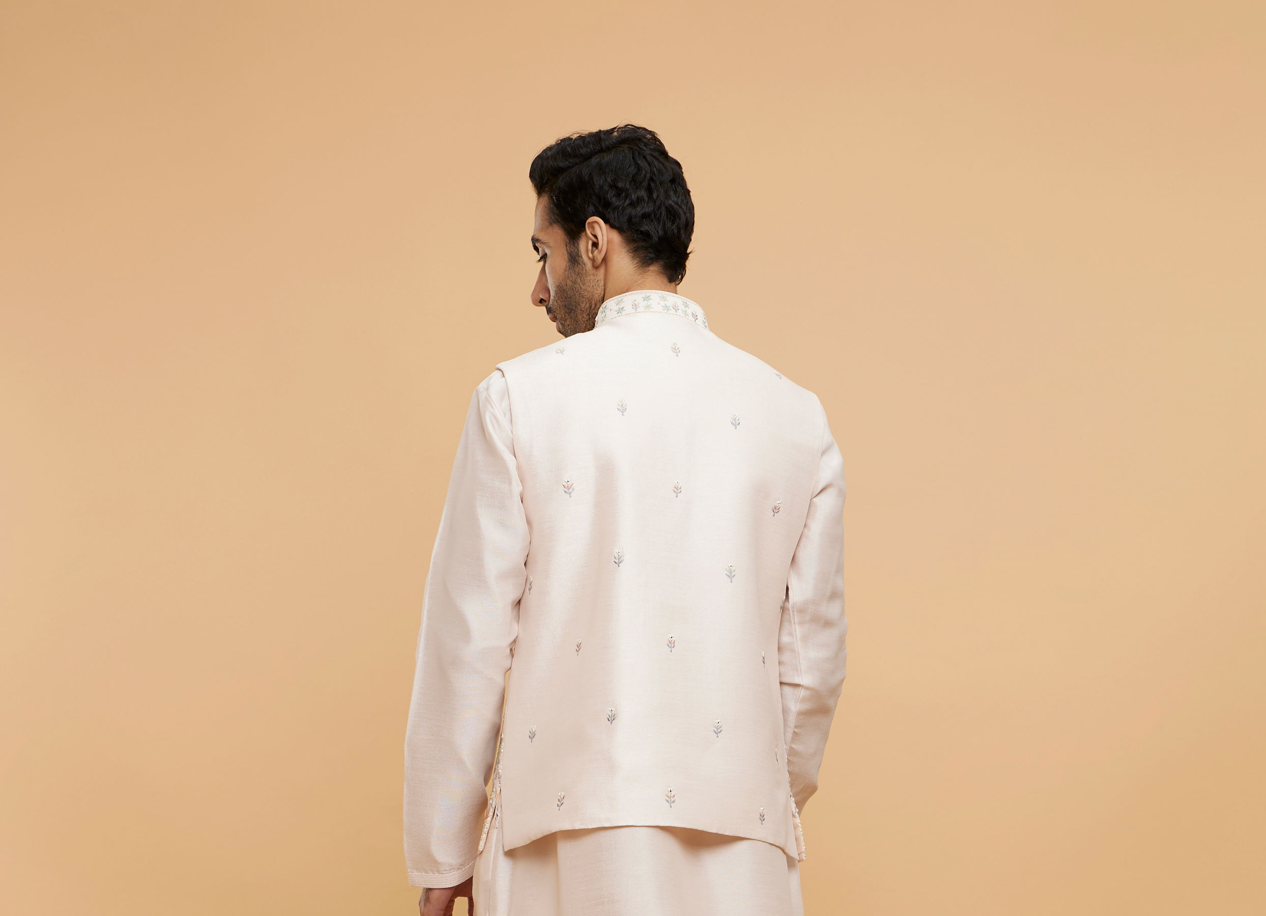 Twamev Men Pink Oasis Kurta Jacket Set