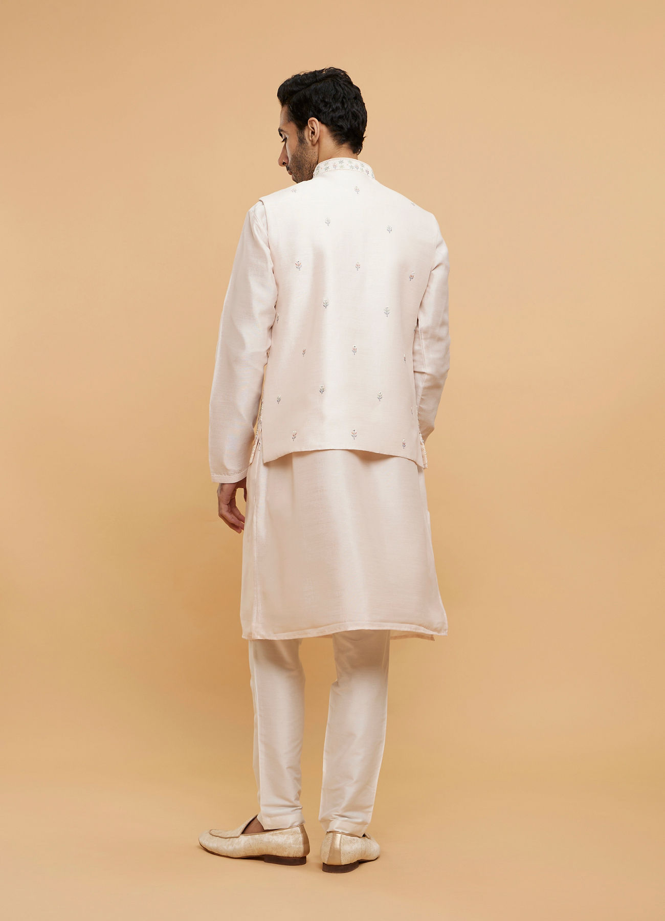 Twamev Men Pink Oasis Kurta Jacket Set