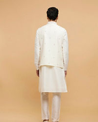 Twamev Men Warm White Kurta Jacket Set