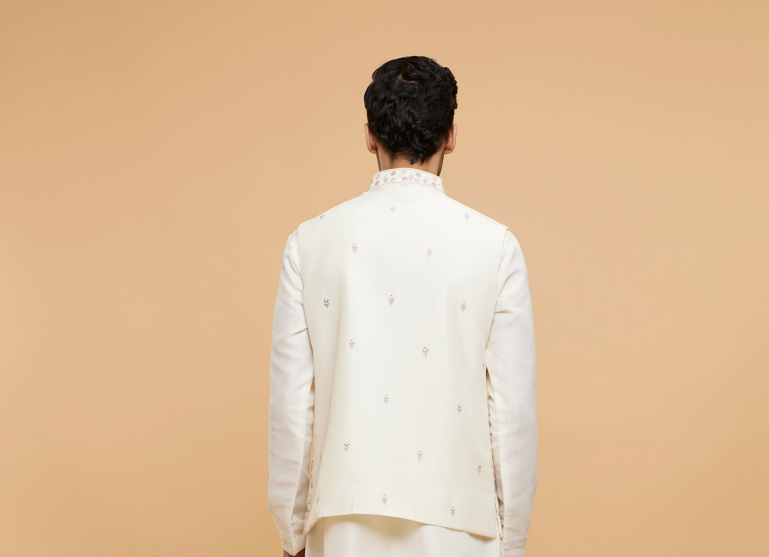 Twamev Men Warm White Kurta Jacket Set